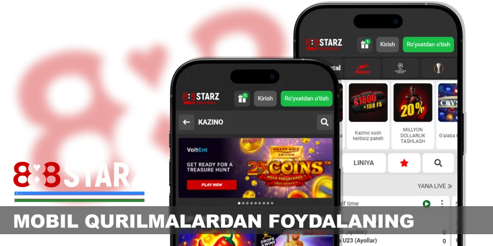 Qurilmalar orqali o‘ynash uchun 888starz in Uzbekistan ilovasi